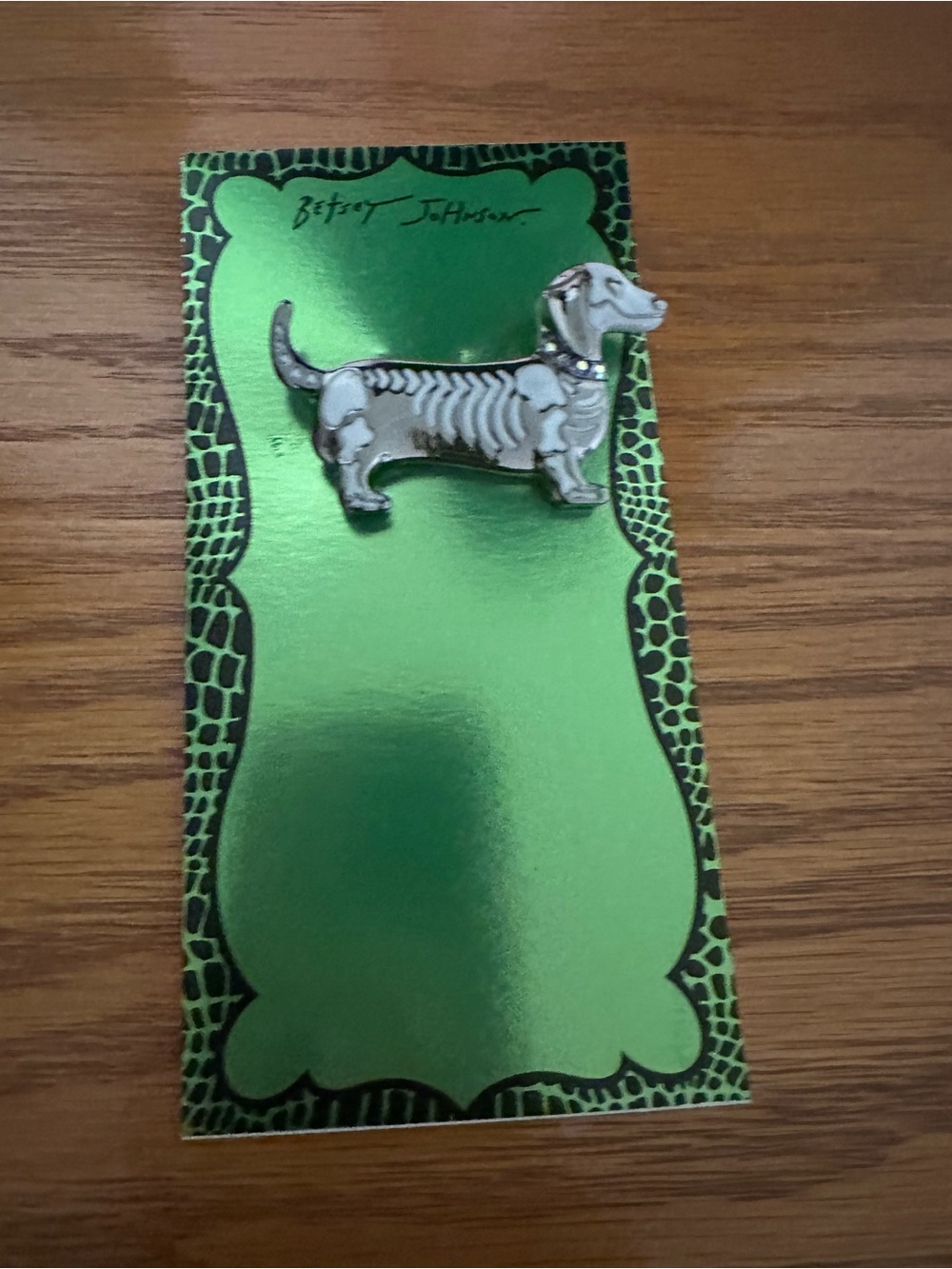Betsey Johnson Silver-tone Dachshund Skeleton Dog Brooch NWT